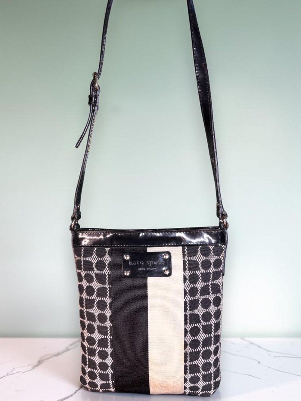 Kate Spade Dot Noel Black and White Swingpack Crossbody Bag
